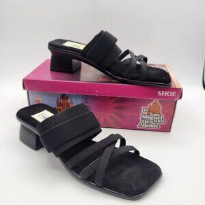 San Miguel Shoes Women's 7 Cocktail Combat Sandals Black Slip On Comfort NWB